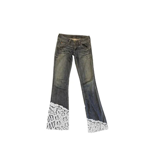 Dexire Loose Denim Jeans CheetahPrint